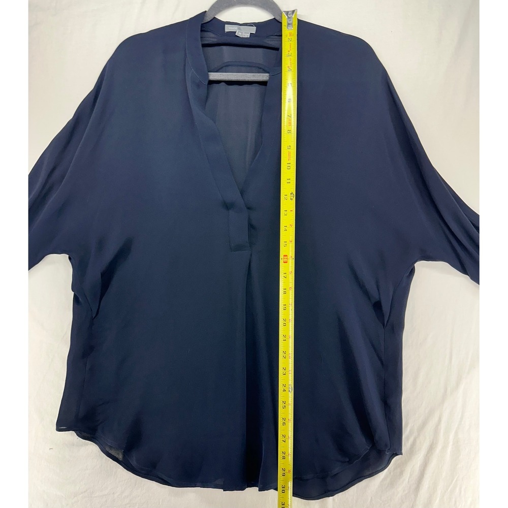 Vince Navy Blue Silk Split Neck Long Sleeve Blouse Top Womens Size Medium - Picture 5 of 5
